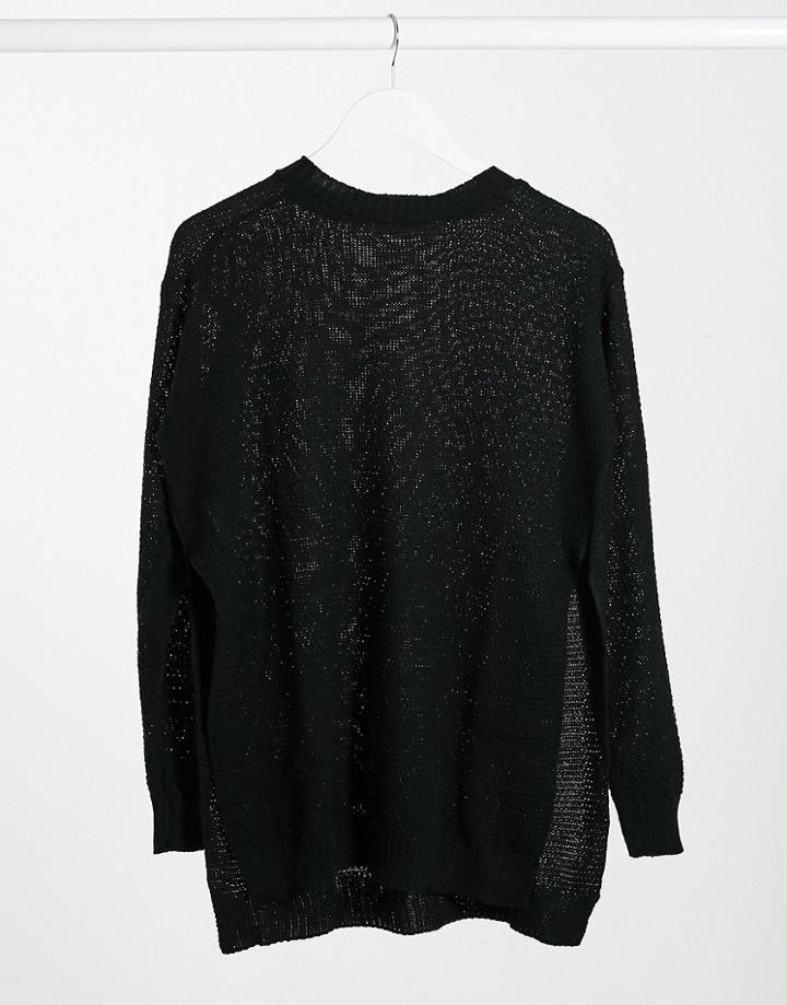 Unique21 Side Split Sweater In Black