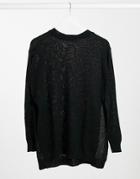 Unique21 Side Split Sweater In Black