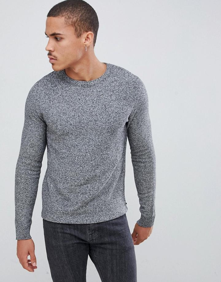 Jack & Jones Essentials Crew Neck Sweater In Texture - Gray