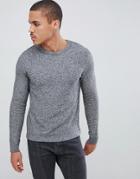Jack & Jones Essentials Crew Neck Sweater In Texture - Gray