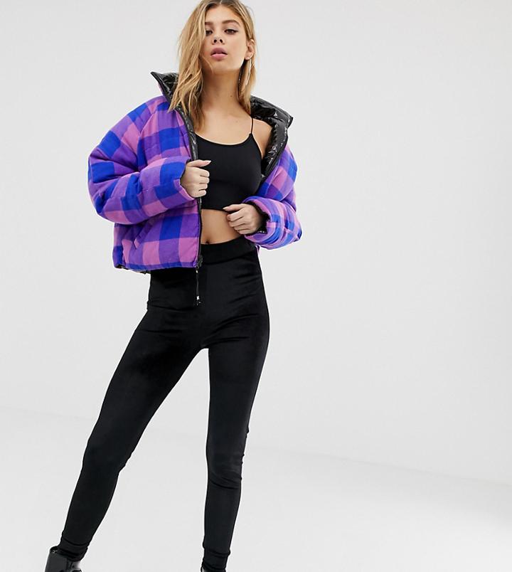 Collusion High Waisted Leggings In Velvet - Black