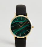 Limit Green Stone Dial Faux Leather Watch In Black Exclusive To Asos 38mm - Black