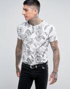 Noose & Monkey Regular T-shirt In Floral Print - White