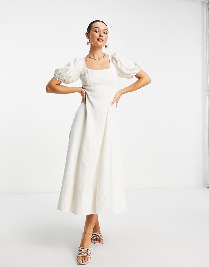 & Other Stories Princess Seam Midi Dress With Open Back In White