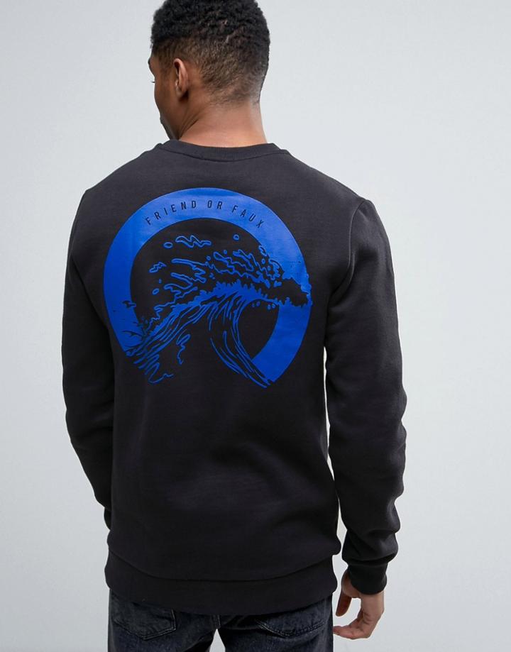 Friend Or Faux Tidal Back Print Sweater - Multi