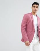 Asos Design Super Skinny Blazer In Pink Cotton - Pink