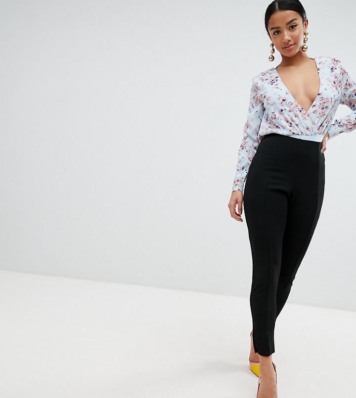 Missguided Petite Skinny Cigarette Pants In Black - Black