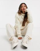 People Tree Hand-knitted Wool Fishermans Sweater-white
