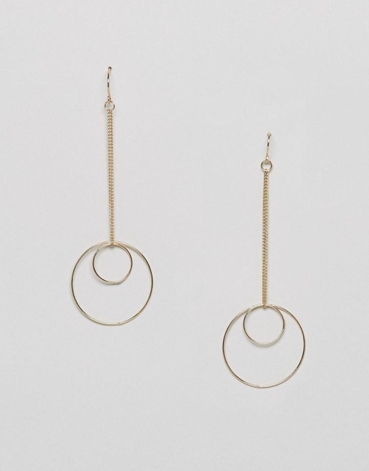 Nylon Double Hoop Drop Earrings - Gold