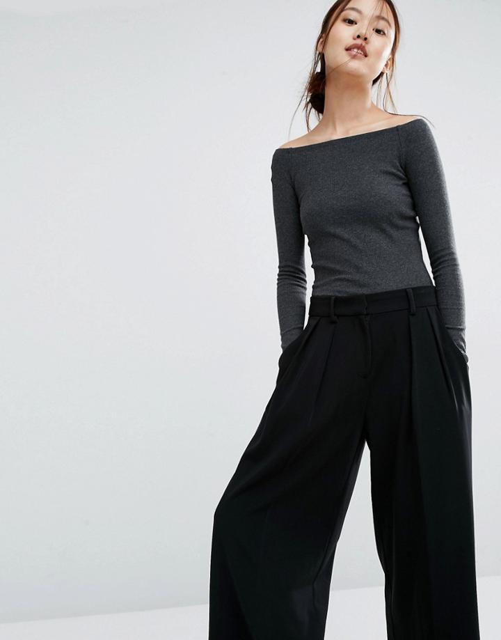 Vero Moda Jersey Bardot Top - Gray