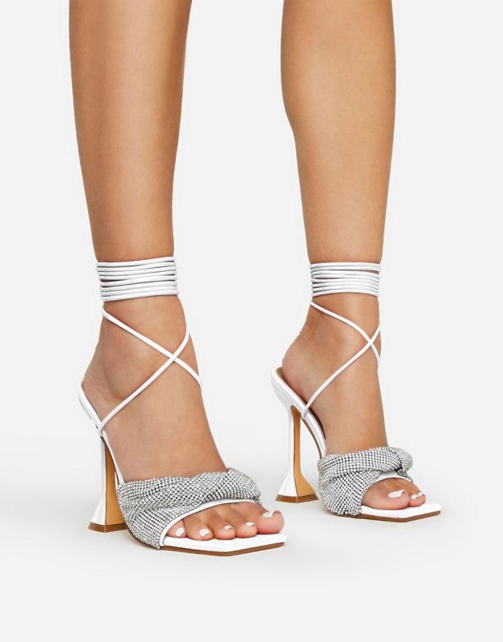 Ego Sami Statement Heel Sandals In Silver Diamante