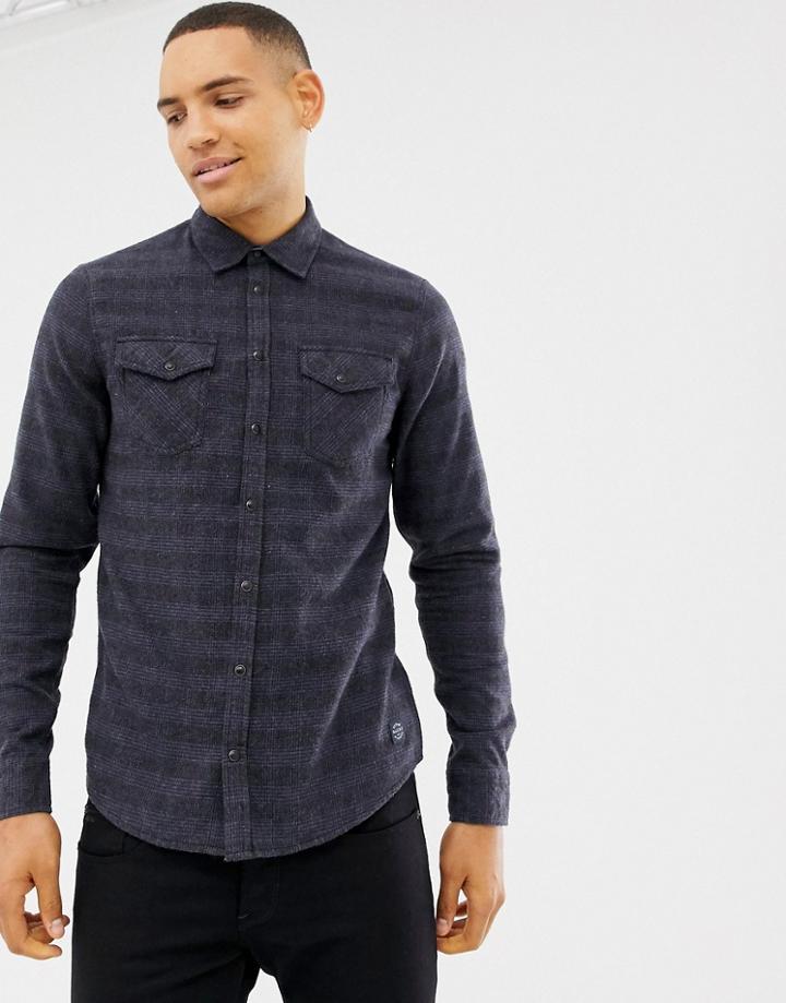 Blend Slim Fit Check Shirt In Blue - Blue