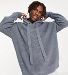 Collusion Knit Hoodie In Steely Blue-blues