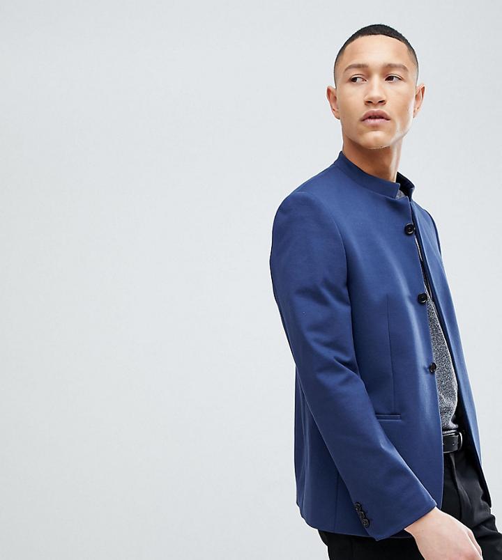 Noak Skinny Button Through Blazer In Jersey - Navy