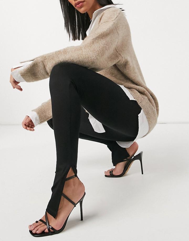 Asos Design Leggings With Side Slit In Black