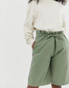 Asos Design Relaxed Board Short In Washed Twill-green