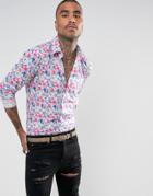 Devils Advocate Skinny Fit Smudged Birds Print Shirt - Multi