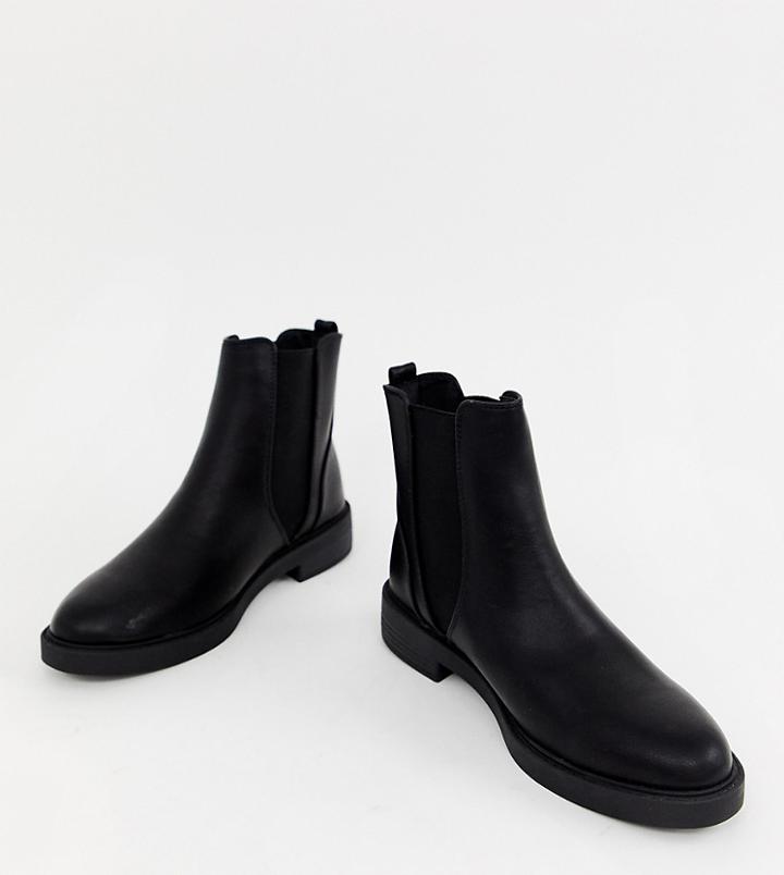 New Look Flat Chunky Chelsea Boot-black