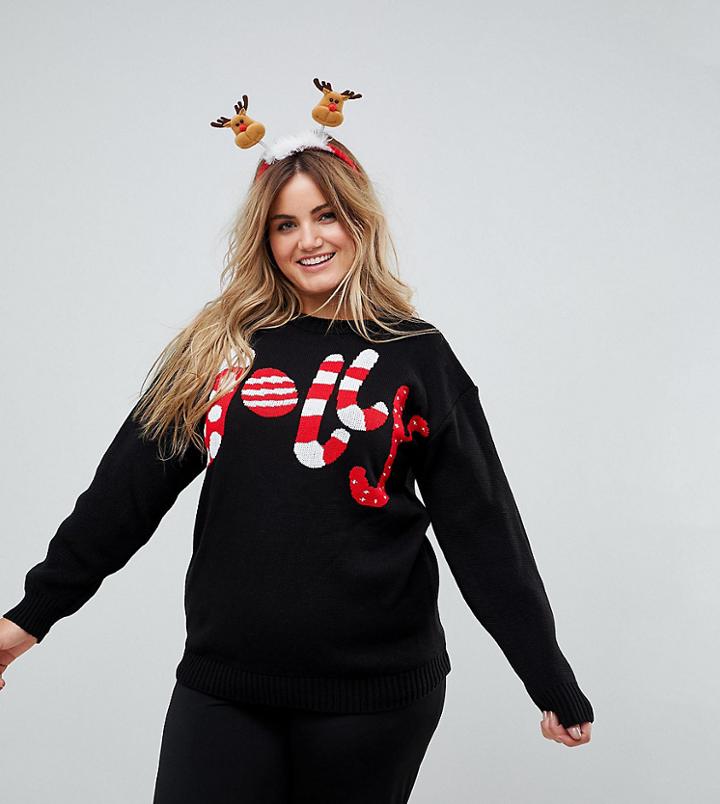Club L Plus Jolly Holidays Sweater - Black