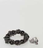 Asos Halloween Bracelet And Ring Pack With Skulls - Multi