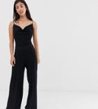 New Look Petite Cowl Neck Jumpsuit In Black - Black