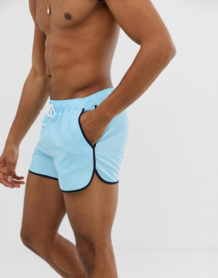 Asos Design Runner Swim Shorts In Blue