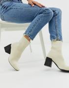 Asos Design Reality Flyknit Ankle Boots In Natural - Beige