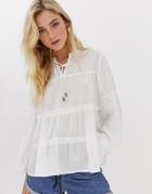 Only Volume Tie Neck Blouse-cream