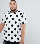 Asos Design Plus Relaxed T-shirt With Polka Dot - White