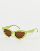 Asos Design Beveled Cat Eye Sunglasses In Green
