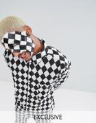 Reclaimed Vintage Halloween Inspired Shirt In Harlequin Print Skater Fit - Black