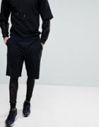 Asos Oversized Shorts With Lace Megging Layer - Black