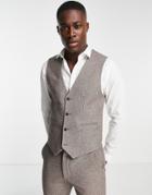 Asos Design Skinny Brushed Wool Mix Vest In Brown