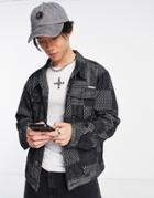 Liquor N Poker Oversized Trucker Jacket In Black And Gray Check Denim - Part Of A Set