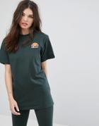 Ellesse Oversized Boyfriend Tee With Washed Out Logo - Green