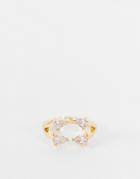 Asos Design Ring With Crystal In Gold Tone