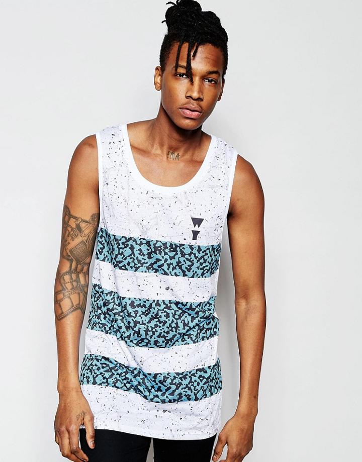 Wasted Youth Contrast Stripe Tank - White