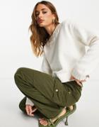 & Other Stories Round Neck Knitted Sweater With Plait Detail In White