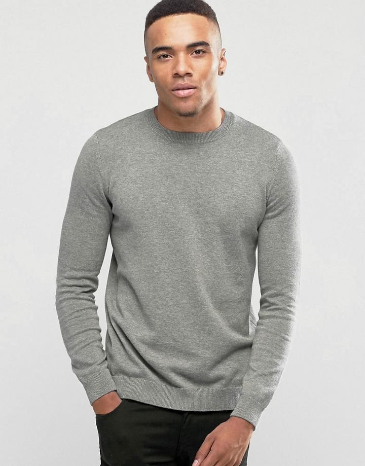 New Look Crew Neck Sweater In Gray - Gray
