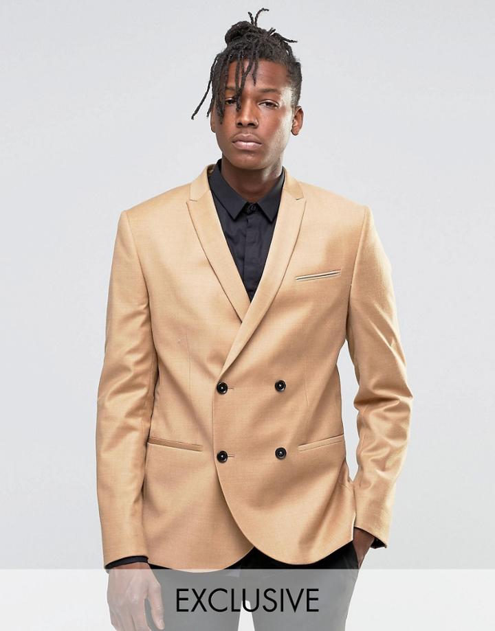Noak Skinny Double Breasted Blazer - Camel