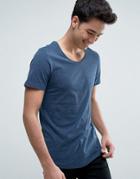 Jack & Jones Originals Longline T-shirt With Fleck Detail And Curved Hem - Navy