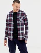 D-struct Pocket Button Down Plaid Flannel Shirt - Red
