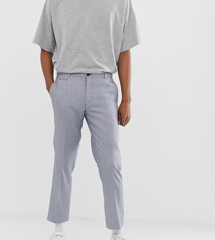 Noak Slim Fit Cropped Suit Pants In Texture - Blue