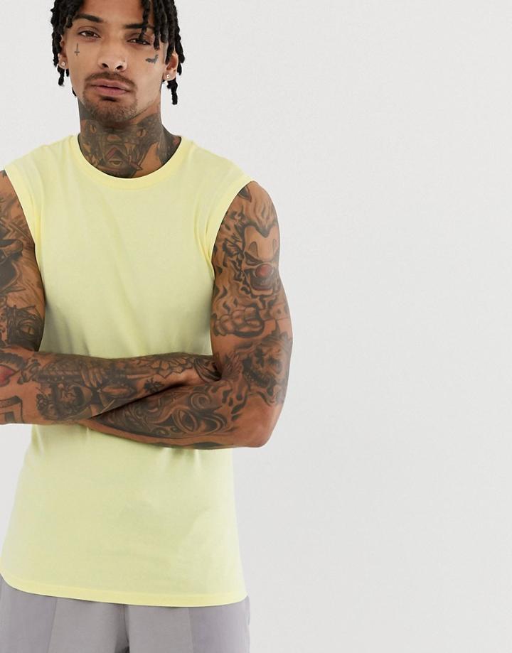 Asos Design Organic Muscle Fit Tank Tank In Yellow - Yellow