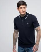 Fred Perry Slim Knitted Polo Tipped In Navy - Navy