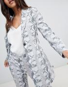 Unique 21 Longline Blazer In Snake Print Two-piece - Gray