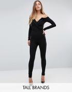 Missguided Tall Bardot Tuxedo Jumpsuit - Black