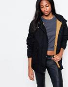 Parka London Petra Funnel Neck Rain Coat In Black - Black