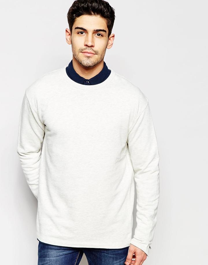Selected Homme Sweatshirt With Cuff Zip Detail - Off White