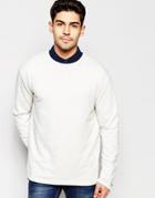 Selected Homme Sweatshirt With Cuff Zip Detail - Off White